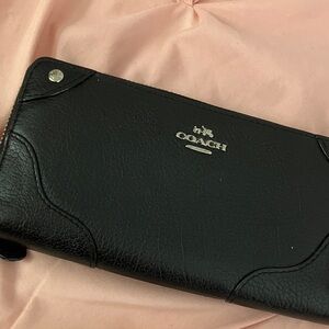 Coach Black Leather Zip Wallet